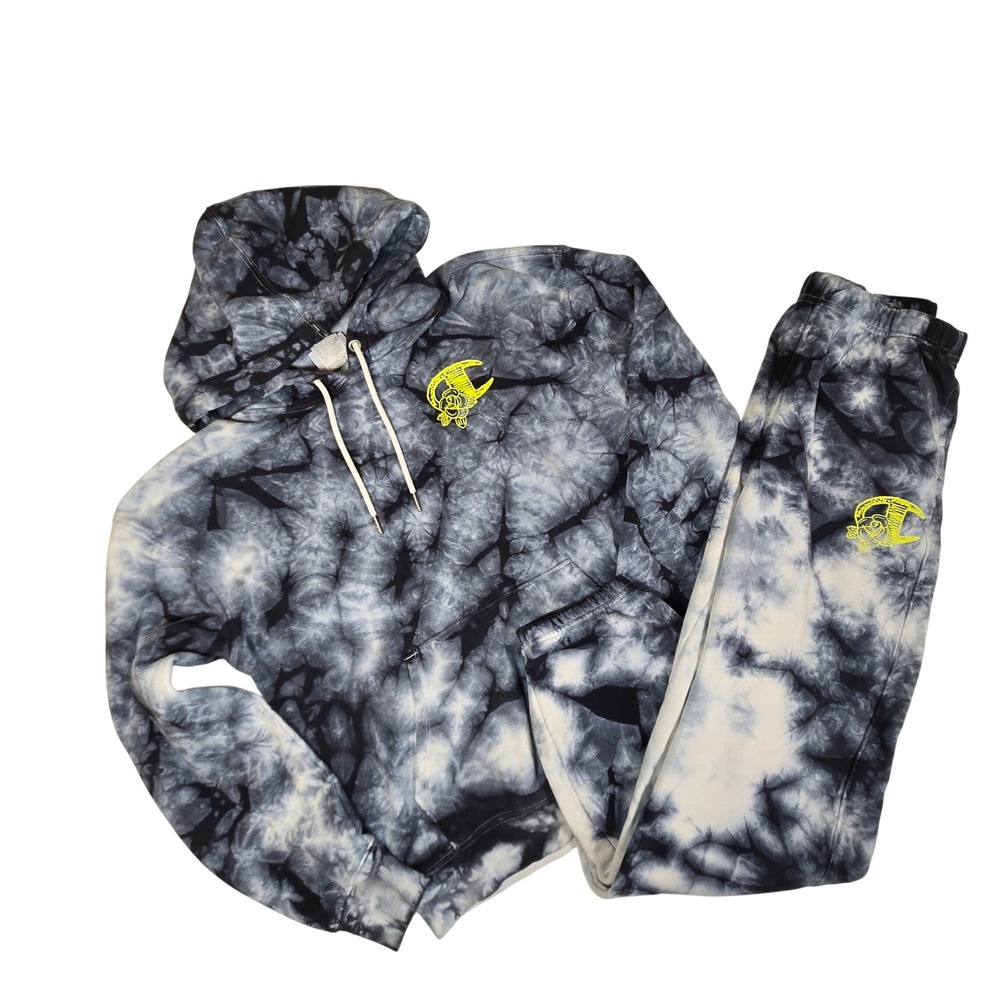 Champion Blue & White Galaxy Tie Dye Hoodie & Sweatpants Set Casual Size Medium